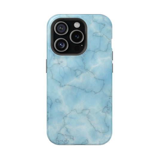Light Blue Marble Glossy Impact Resistant Phone Case