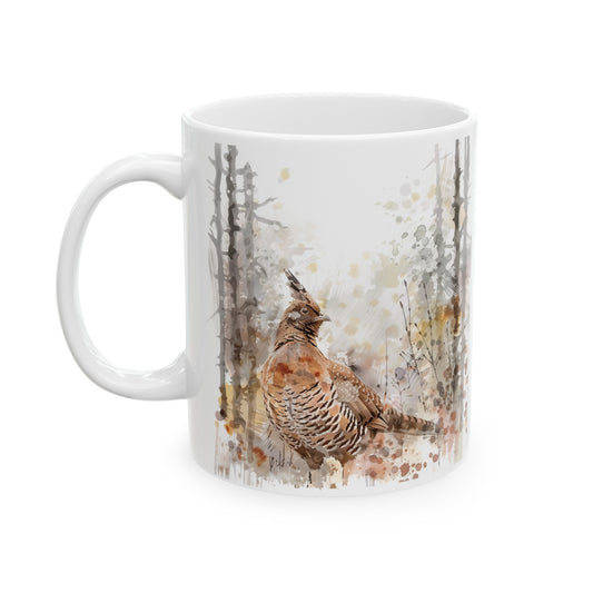 Ruffed Grouse Woodland Watercolor Style Mug