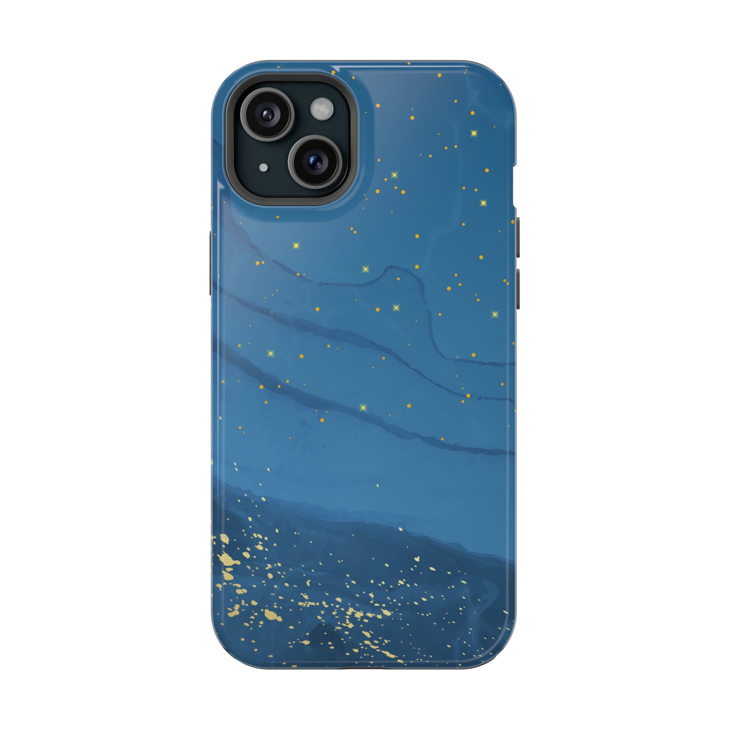 Blue Marble Gold Glitter Glossy Impact Resistant Phone Case