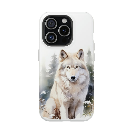 White Winter Wolf Impact Resistant Phone Case, Glossy Finish