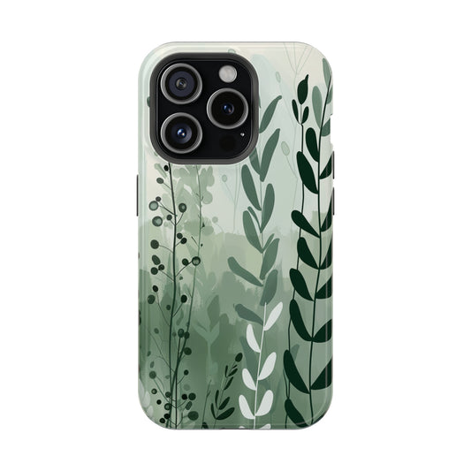Sage Green Minimalist Floral Phone Case Glossy Finish
