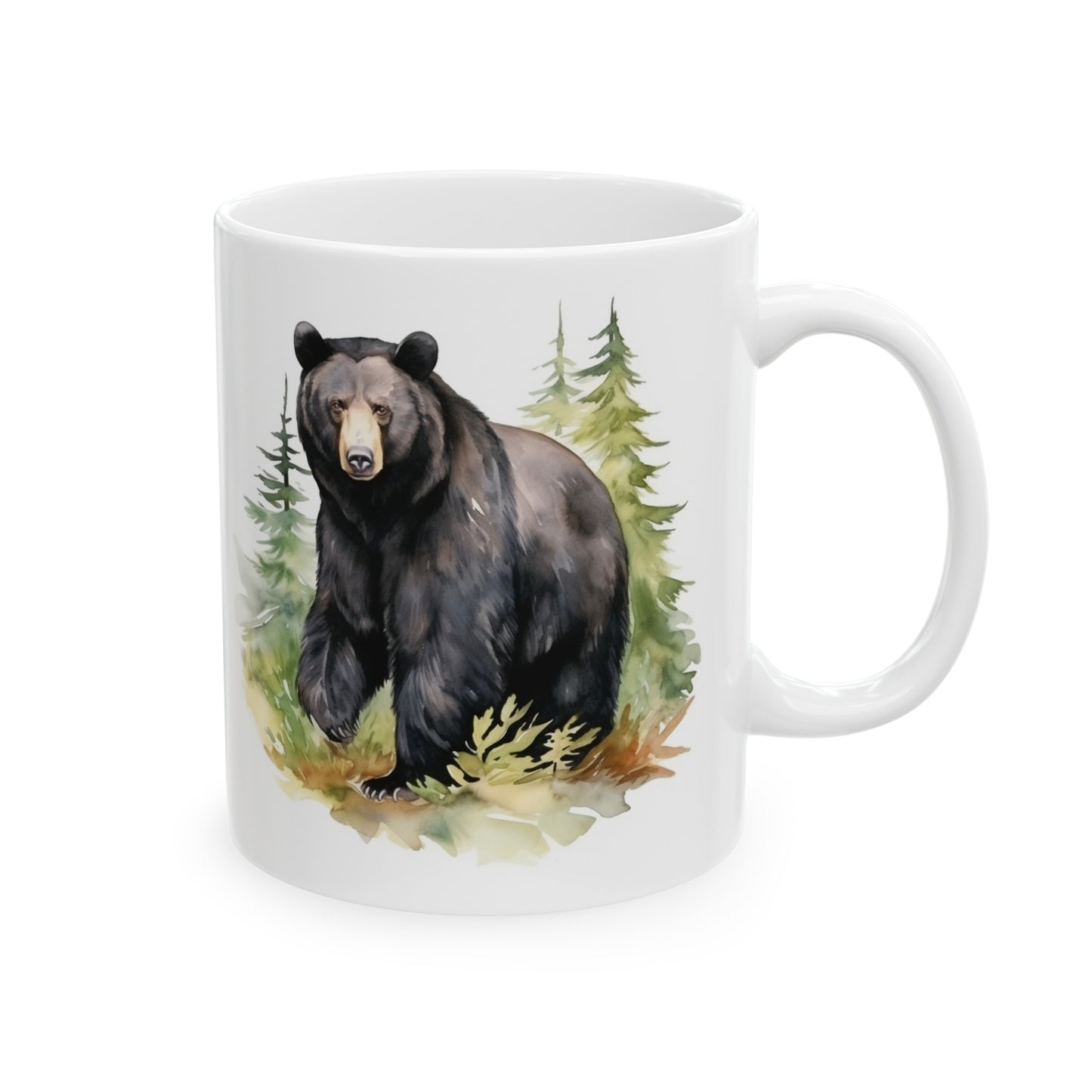 Black Bear in the Woods Watercolor Style Mug