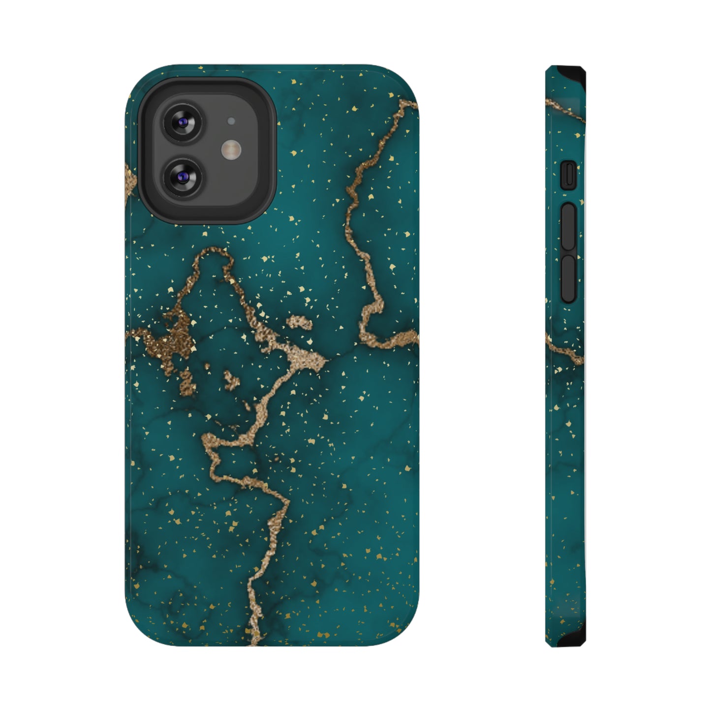 Teal & Gold Marble Phone Case Glossy Finish