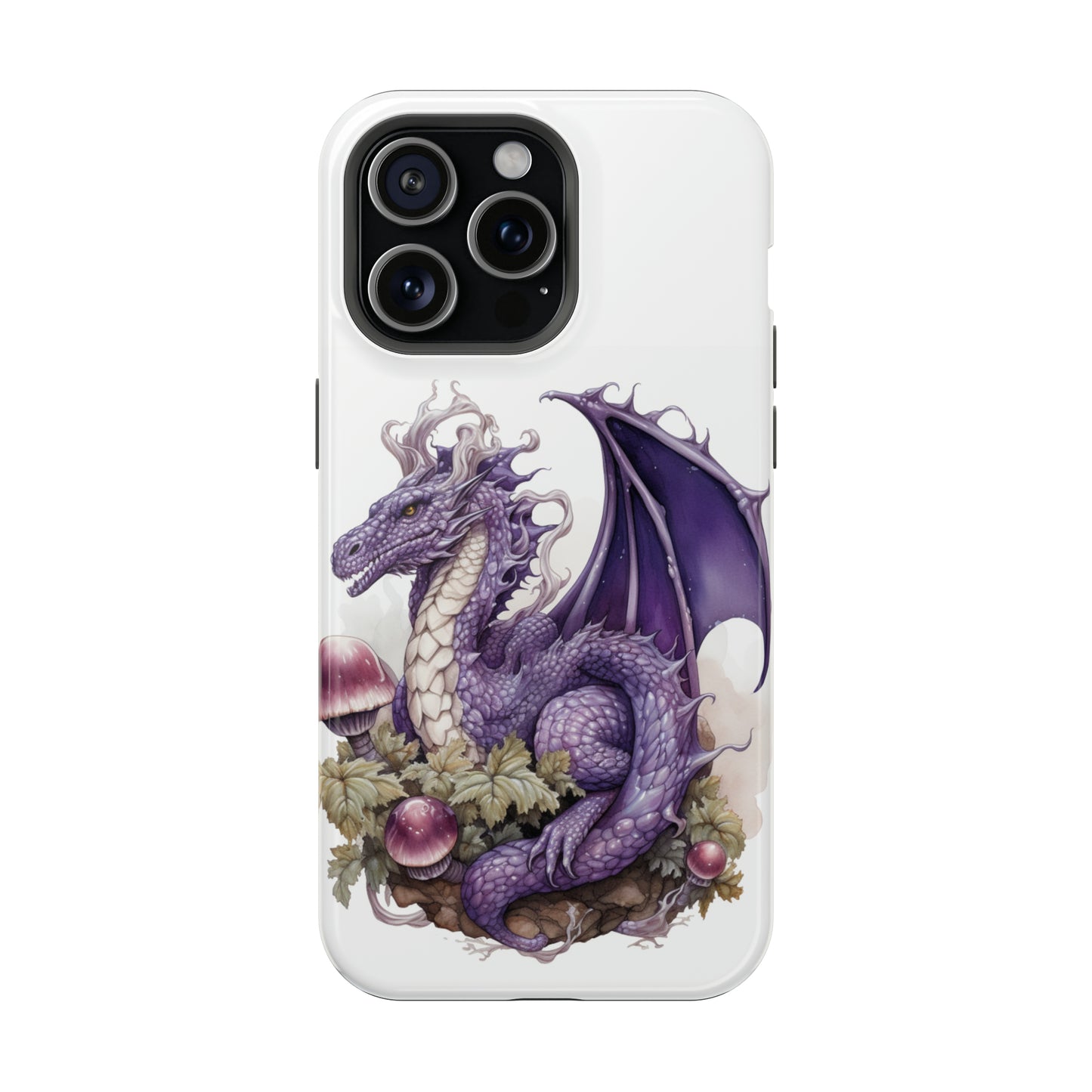 Purple Dragon and Mushrooms Glossy Impact Resistant Phone Case