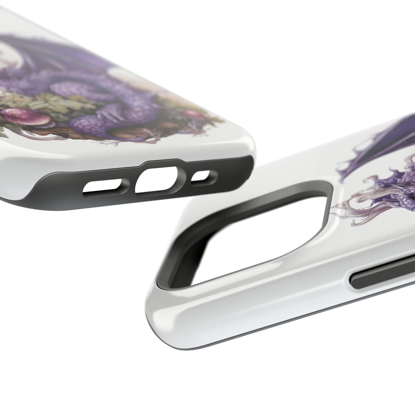 Purple Dragon and Mushrooms Glossy Impact Resistant Phone Case