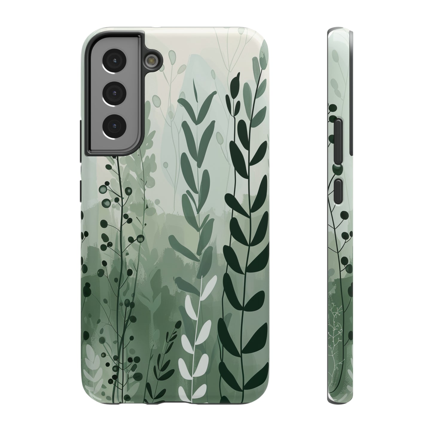 Sage Green Minimalist Floral Phone Case Glossy Finish