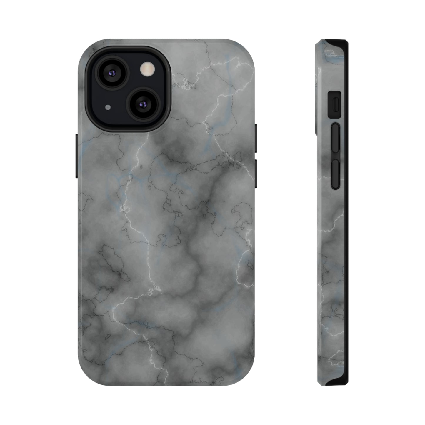 Gray Marble Glossy Impact Resistant Phone Case