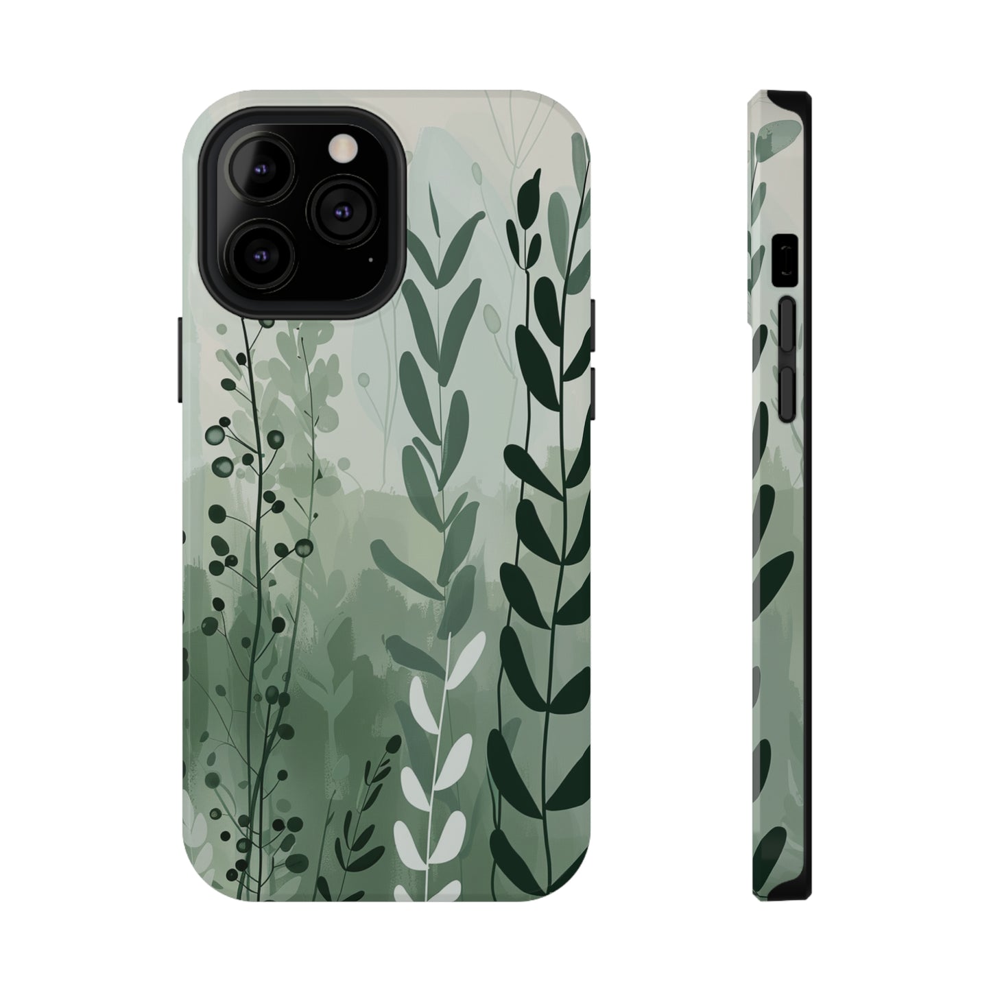 Sage Green Minimalist Floral Phone Case Glossy Finish