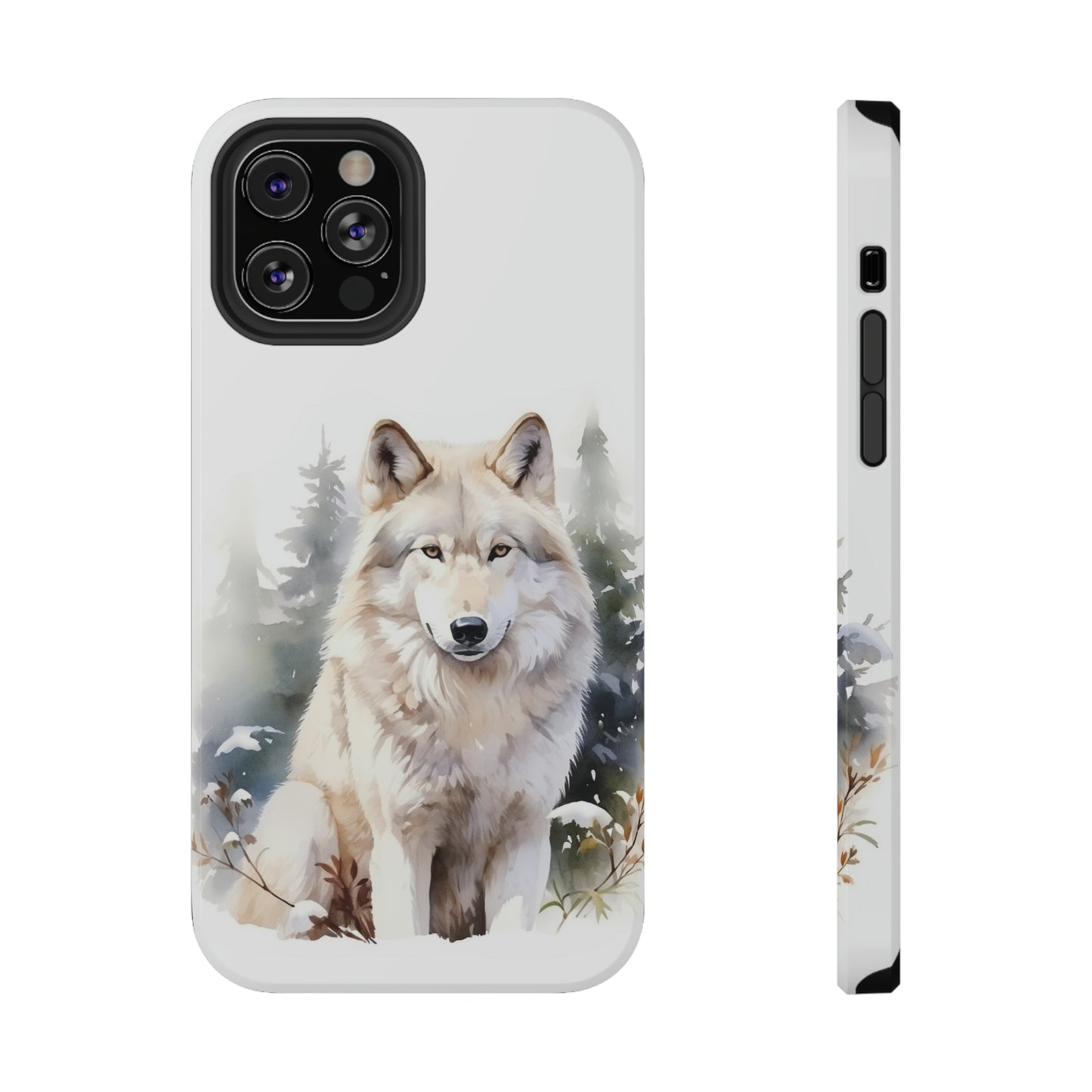 White Winter Wolf Impact Resistant Phone Case, Glossy Finish