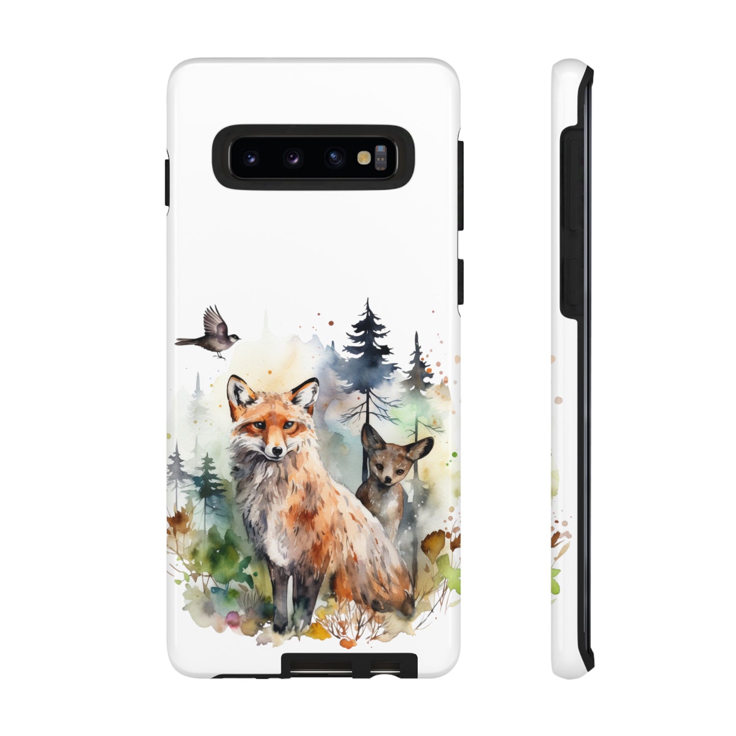 Red Fox Woodland Scene Watercolor Style Phone Case