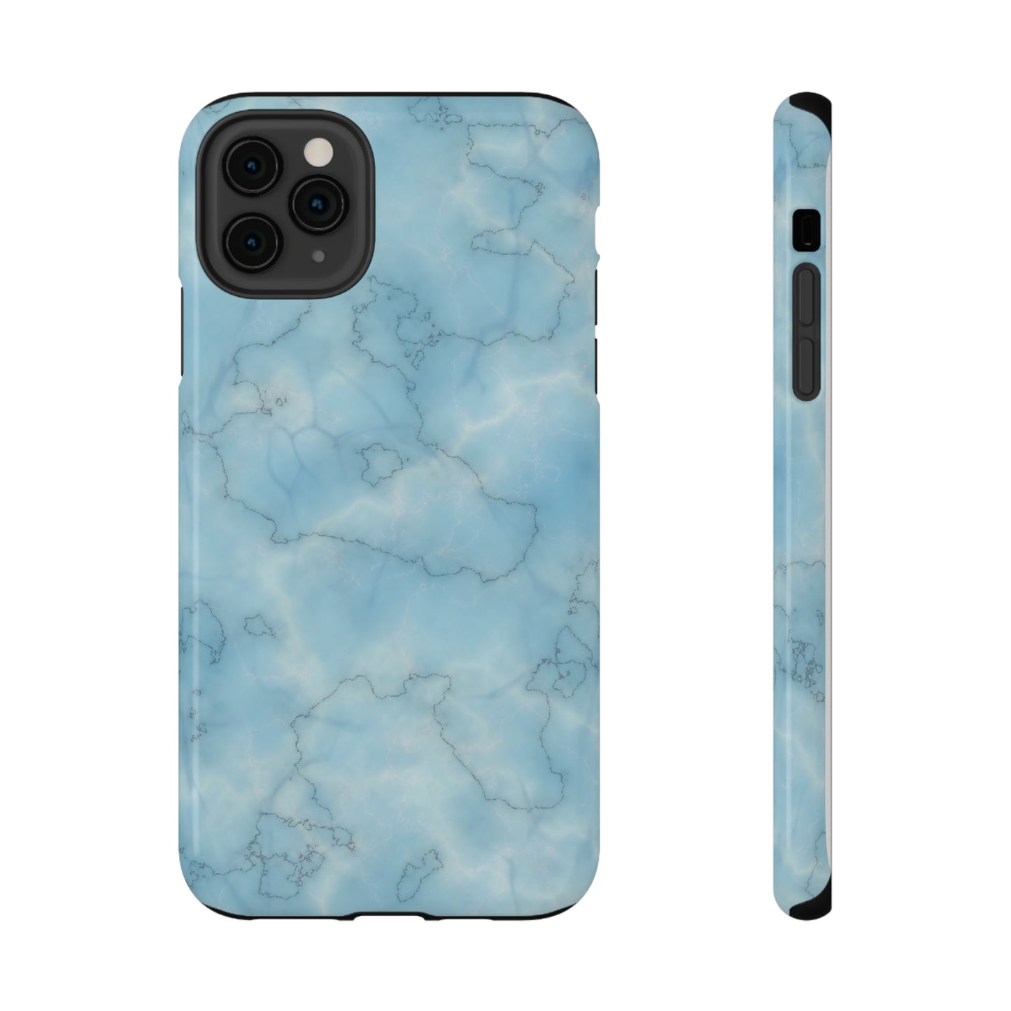 Light Blue Marble Glossy Impact Resistant Phone Case