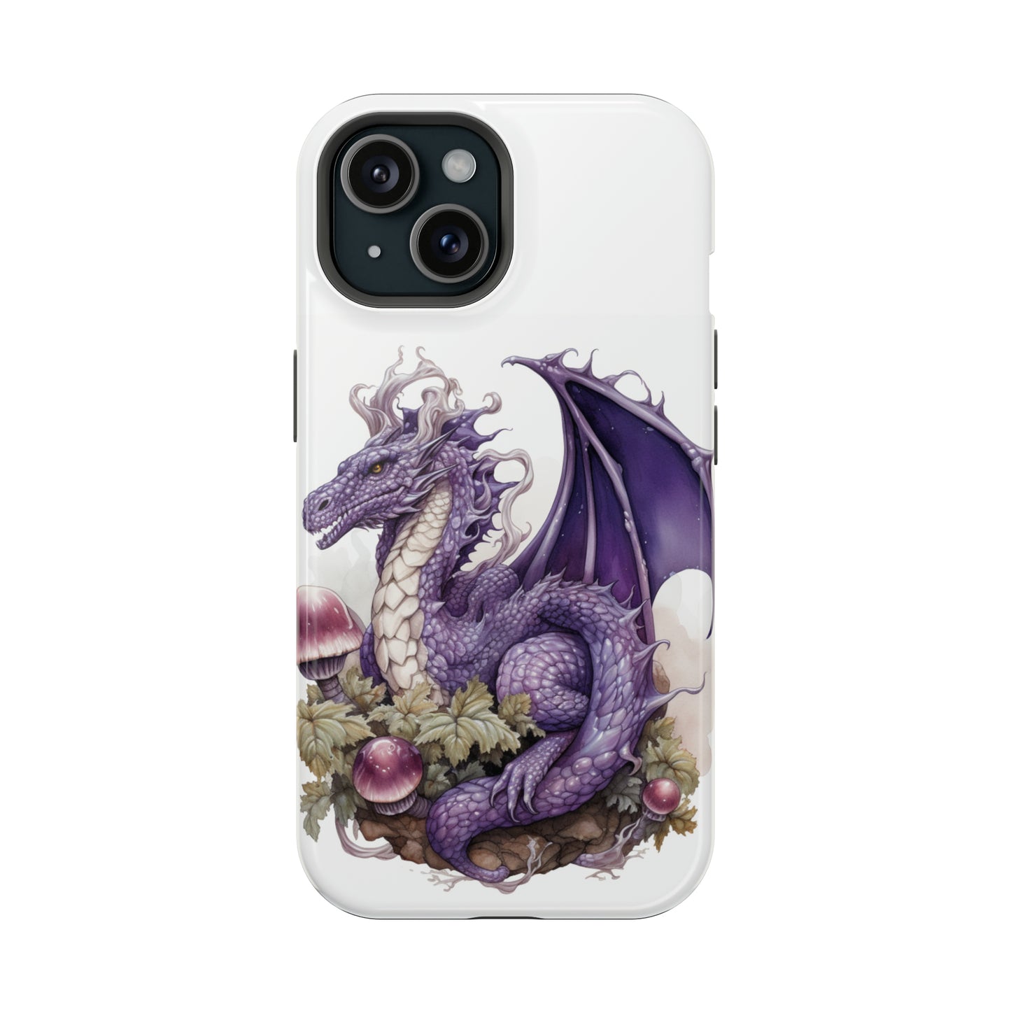 Purple Dragon and Mushrooms Glossy Impact Resistant Phone Case