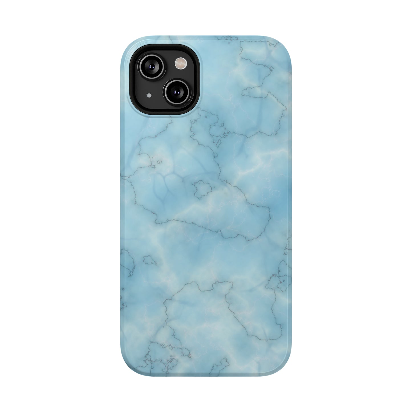 Light Blue Marble Glossy Impact Resistant Phone Case