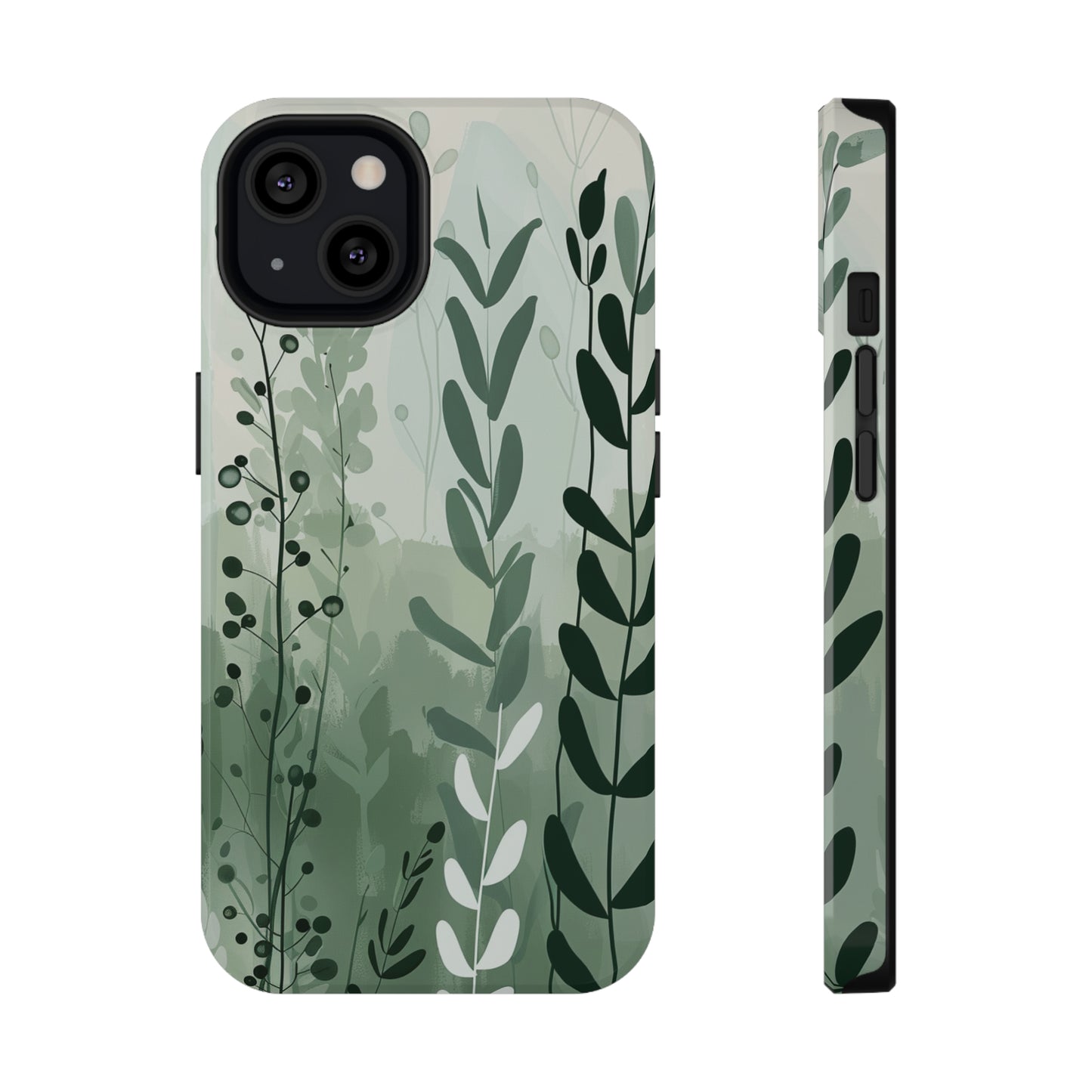 Sage Green Minimalist Floral Phone Case Glossy Finish