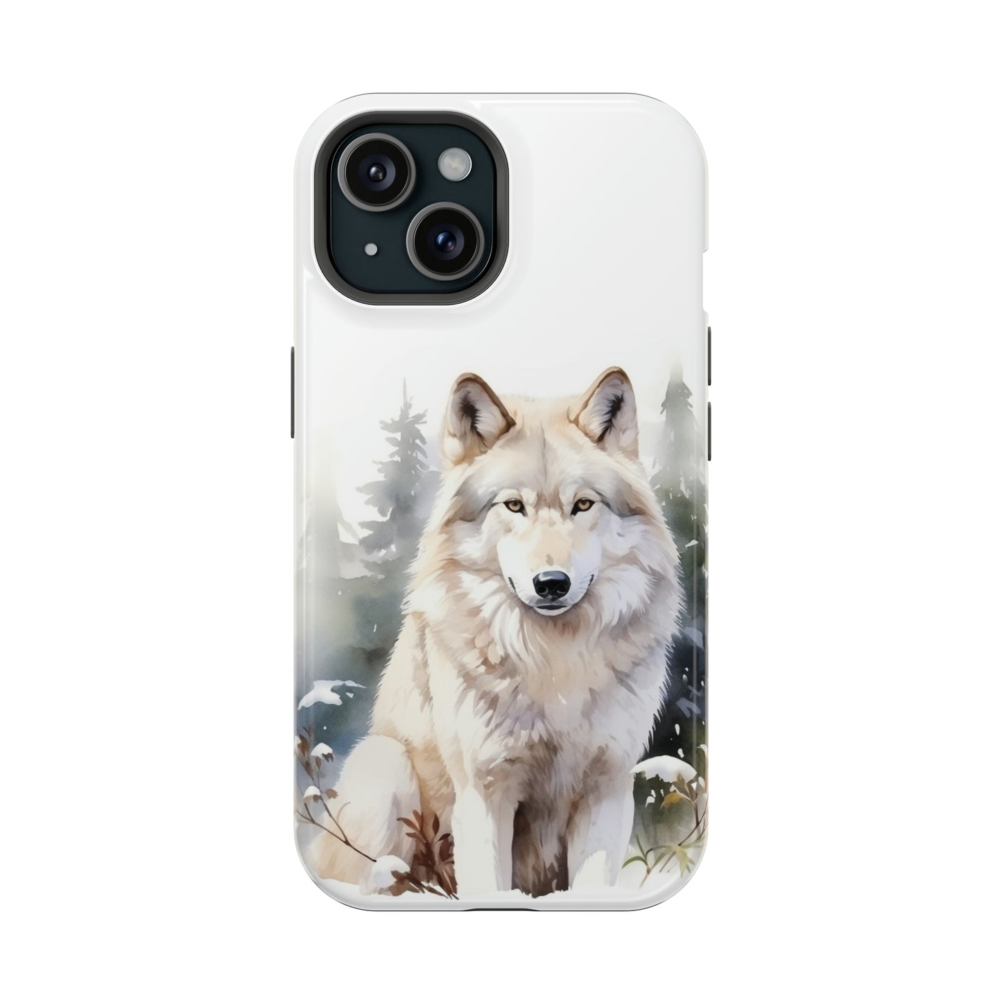 White Winter Wolf Impact Resistant Phone Case, Glossy Finish