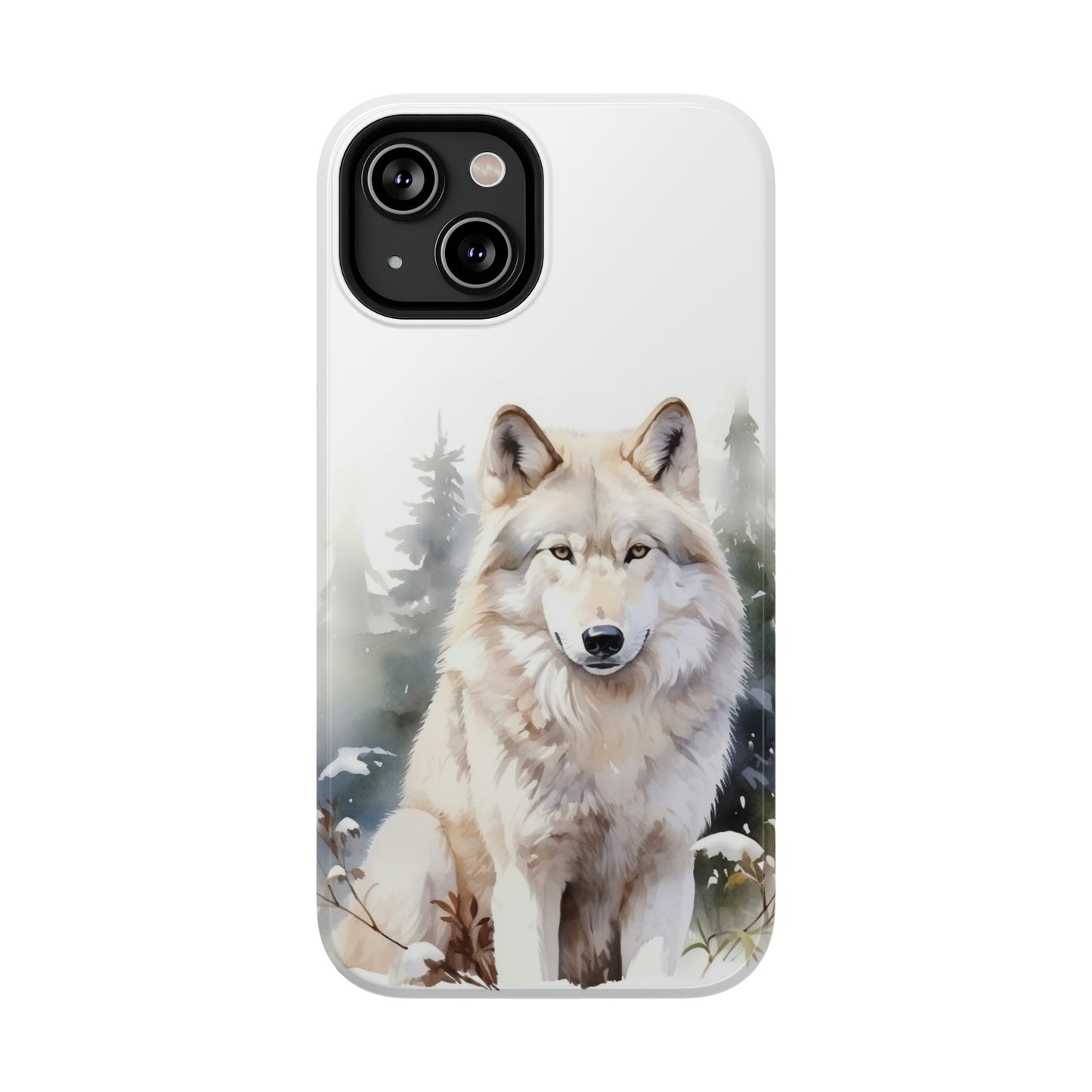 White Winter Wolf Impact Resistant Phone Case, Glossy Finish