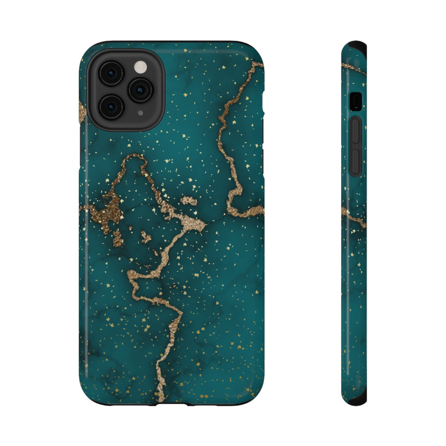 Teal & Gold Marble Phone Case Glossy Finish