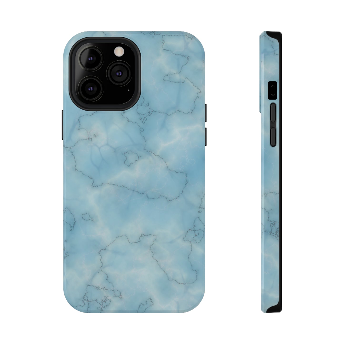 Light Blue Marble Glossy Impact Resistant Phone Case