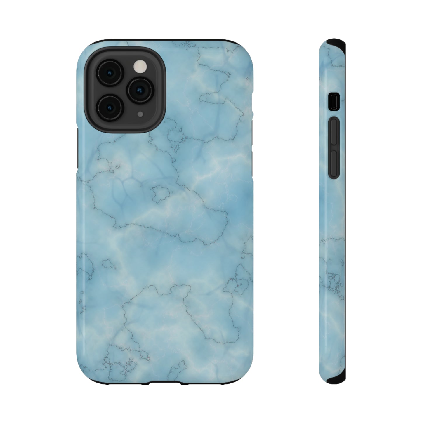 Light Blue Marble Glossy Impact Resistant Phone Case