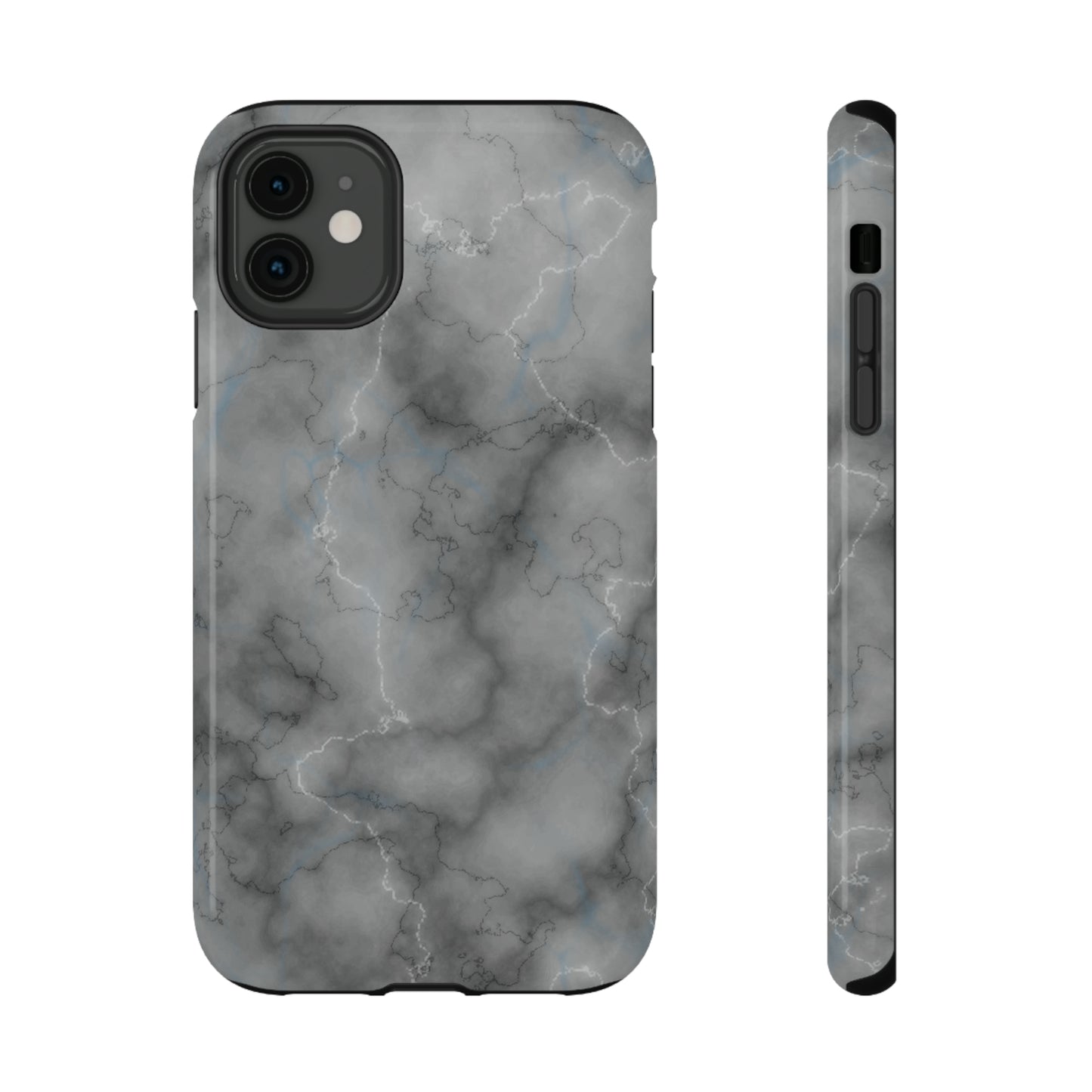 Gray Marble Glossy Impact Resistant Phone Case