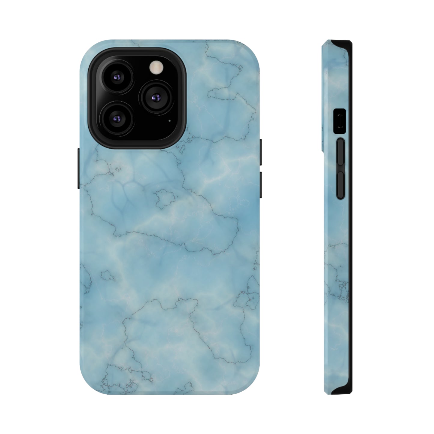 Light Blue Marble Glossy Impact Resistant Phone Case