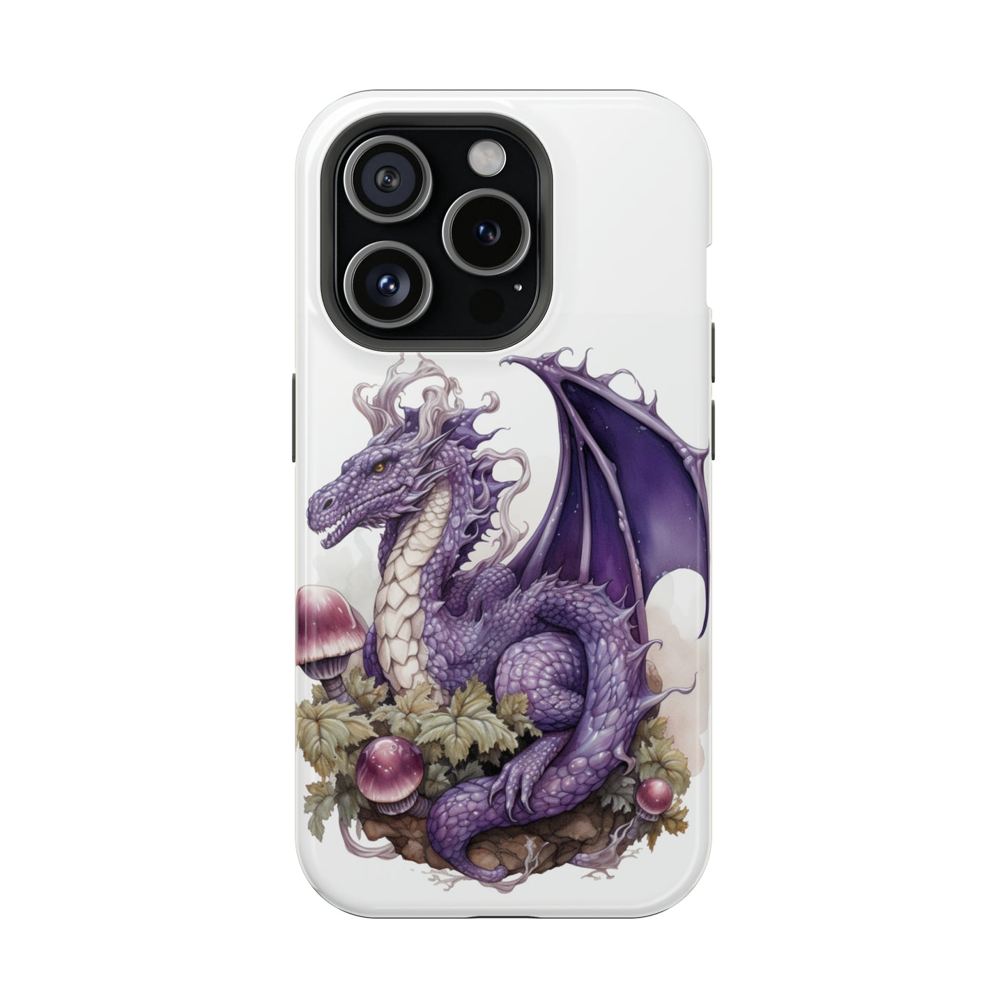 Purple Dragon and Mushrooms Glossy Impact Resistant Phone Case