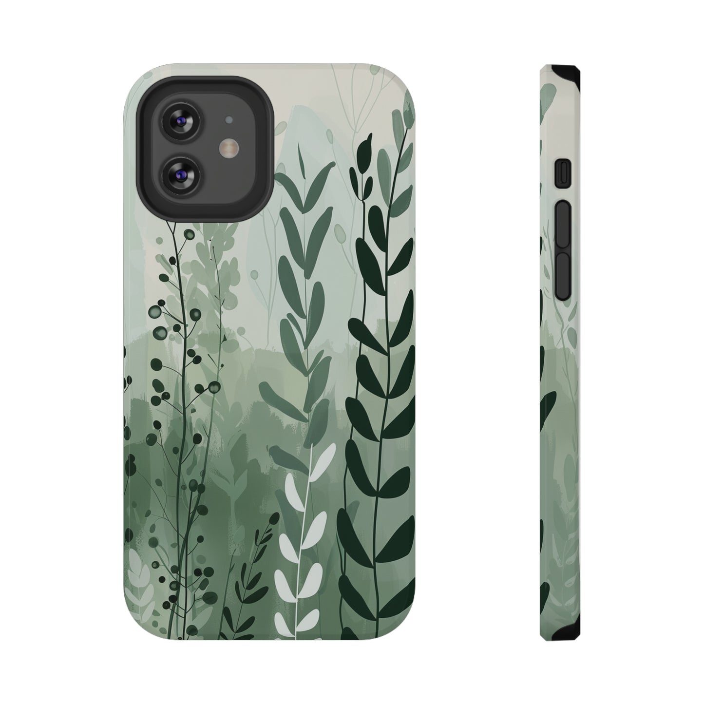 Sage Green Minimalist Floral Phone Case Glossy Finish