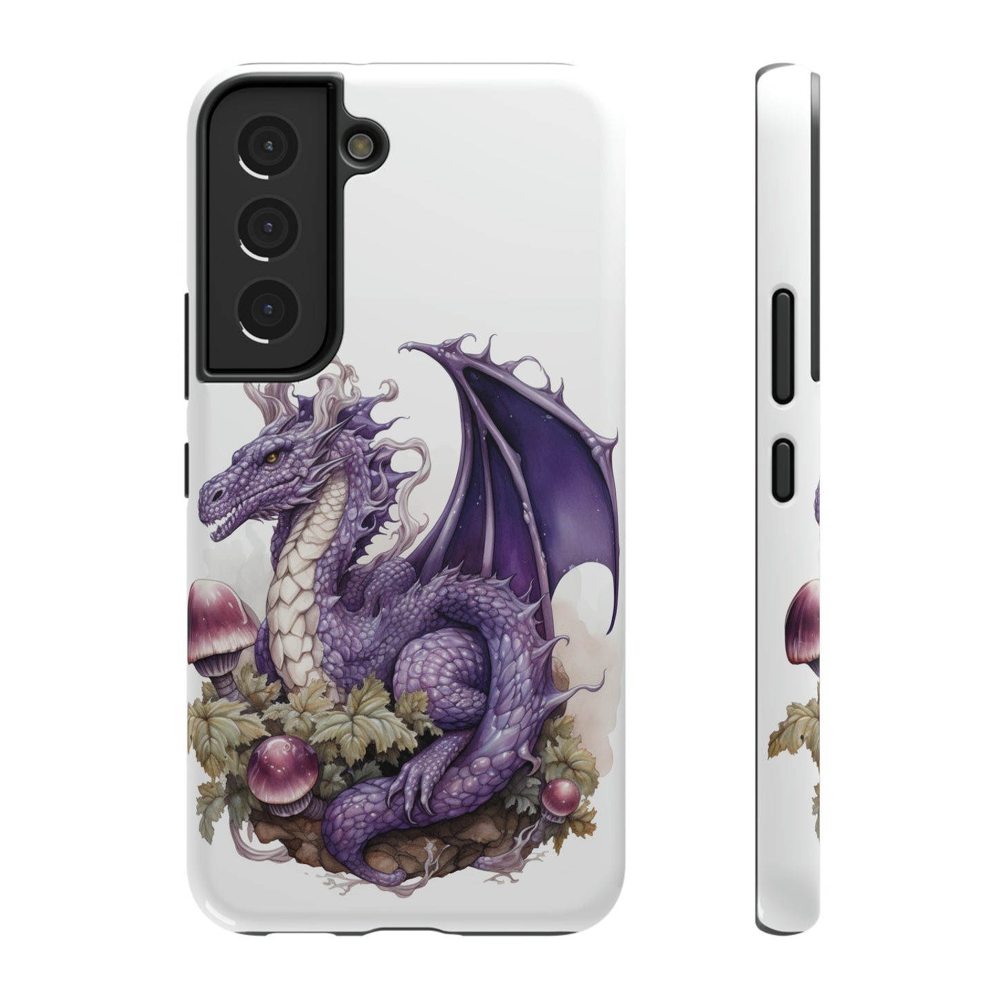 Purple Dragon and Mushrooms Glossy Impact Resistant Phone Case