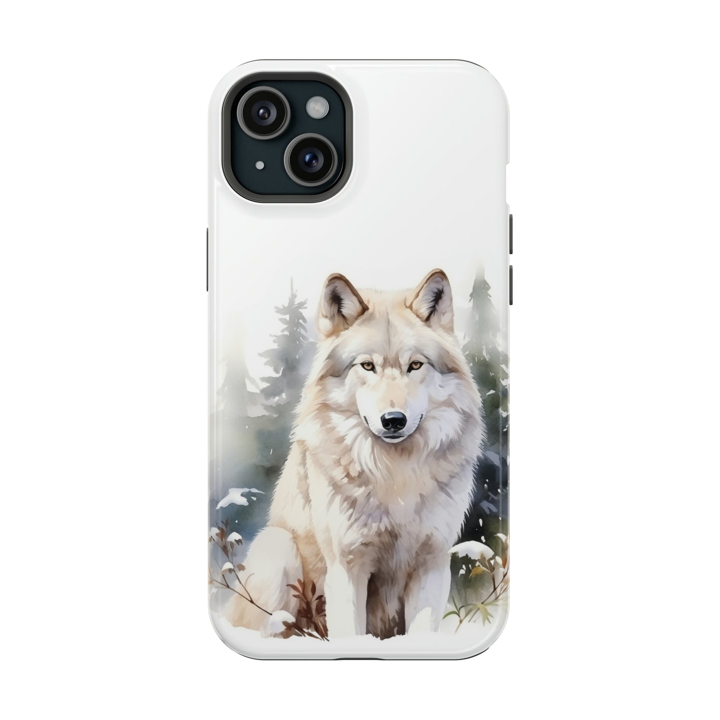 White Winter Wolf Impact Resistant Phone Case, Glossy Finish