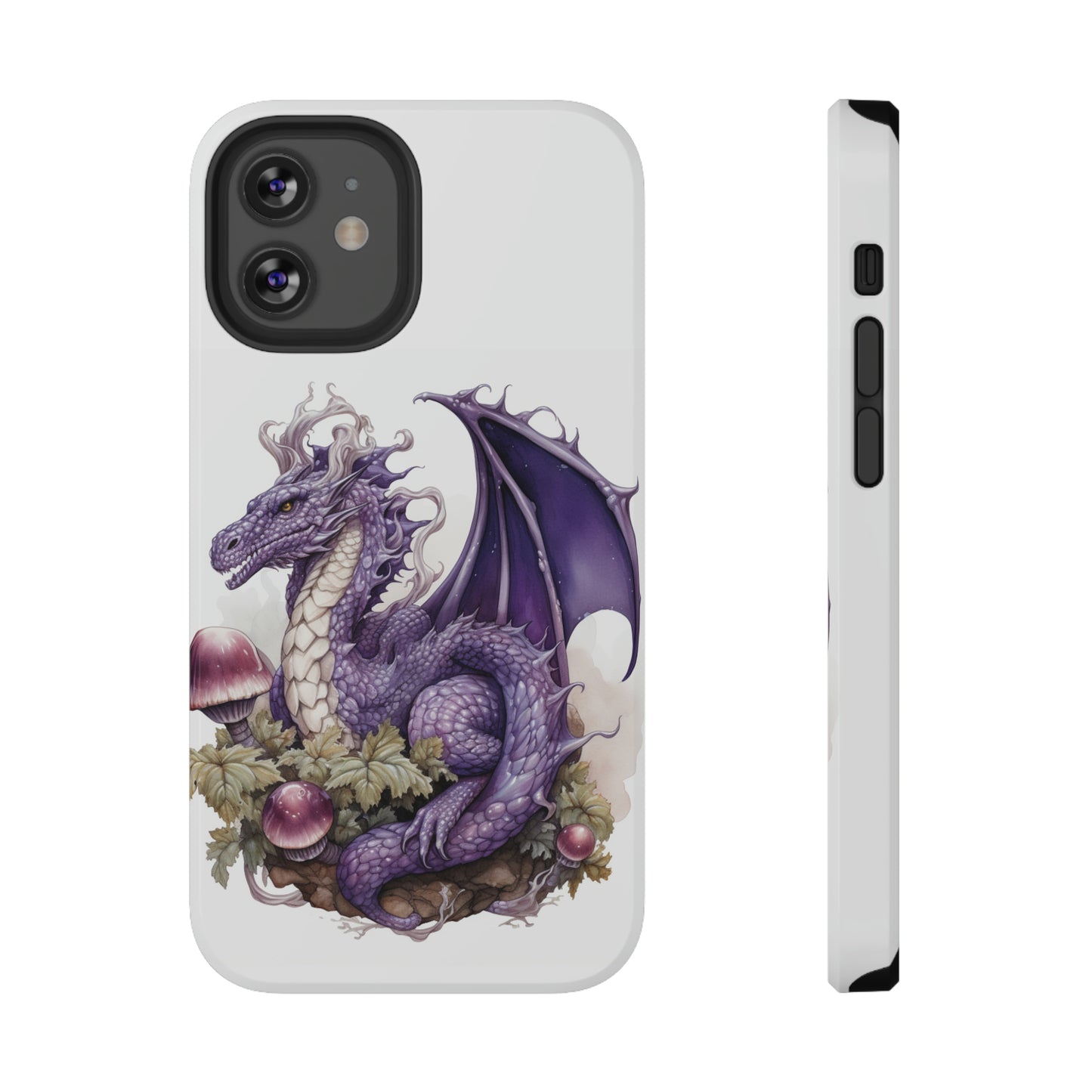 Purple Dragon and Mushrooms Glossy Impact Resistant Phone Case