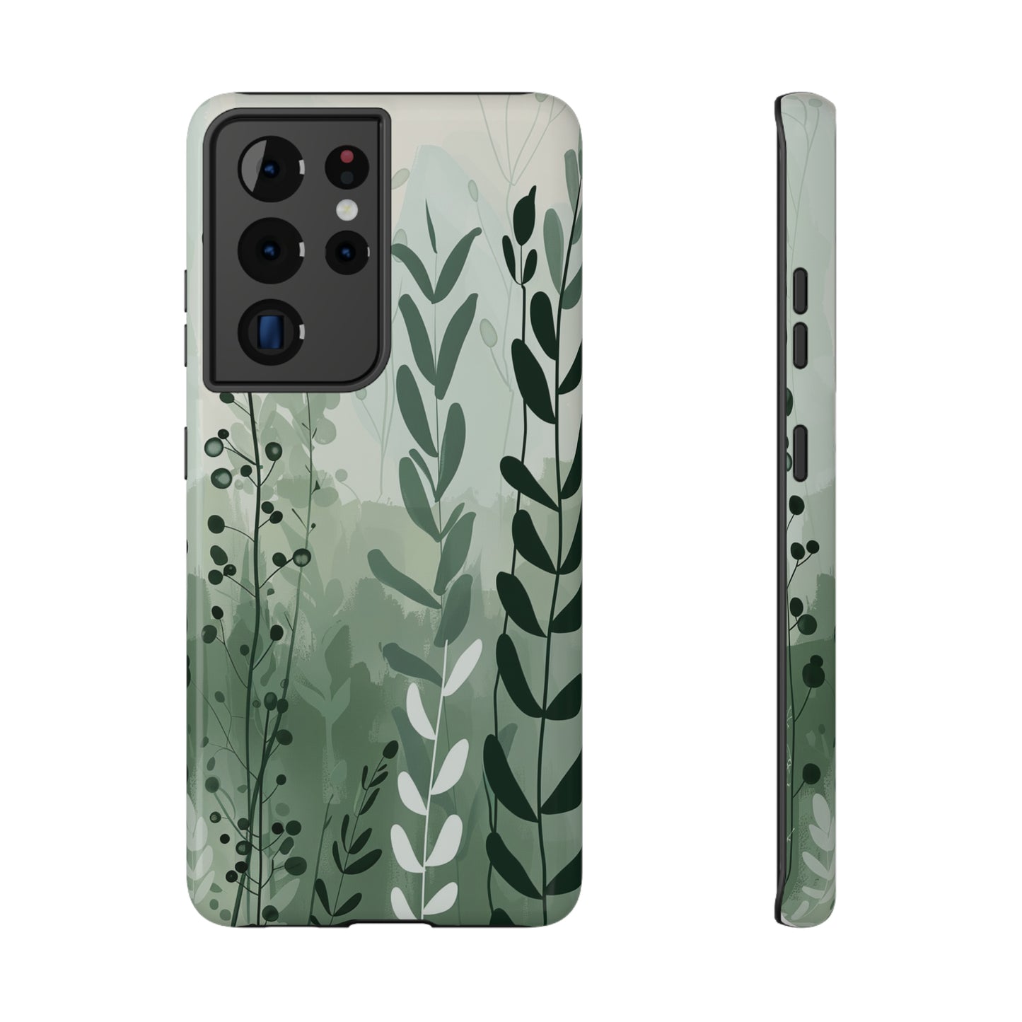 Sage Green Minimalist Floral Phone Case Glossy Finish