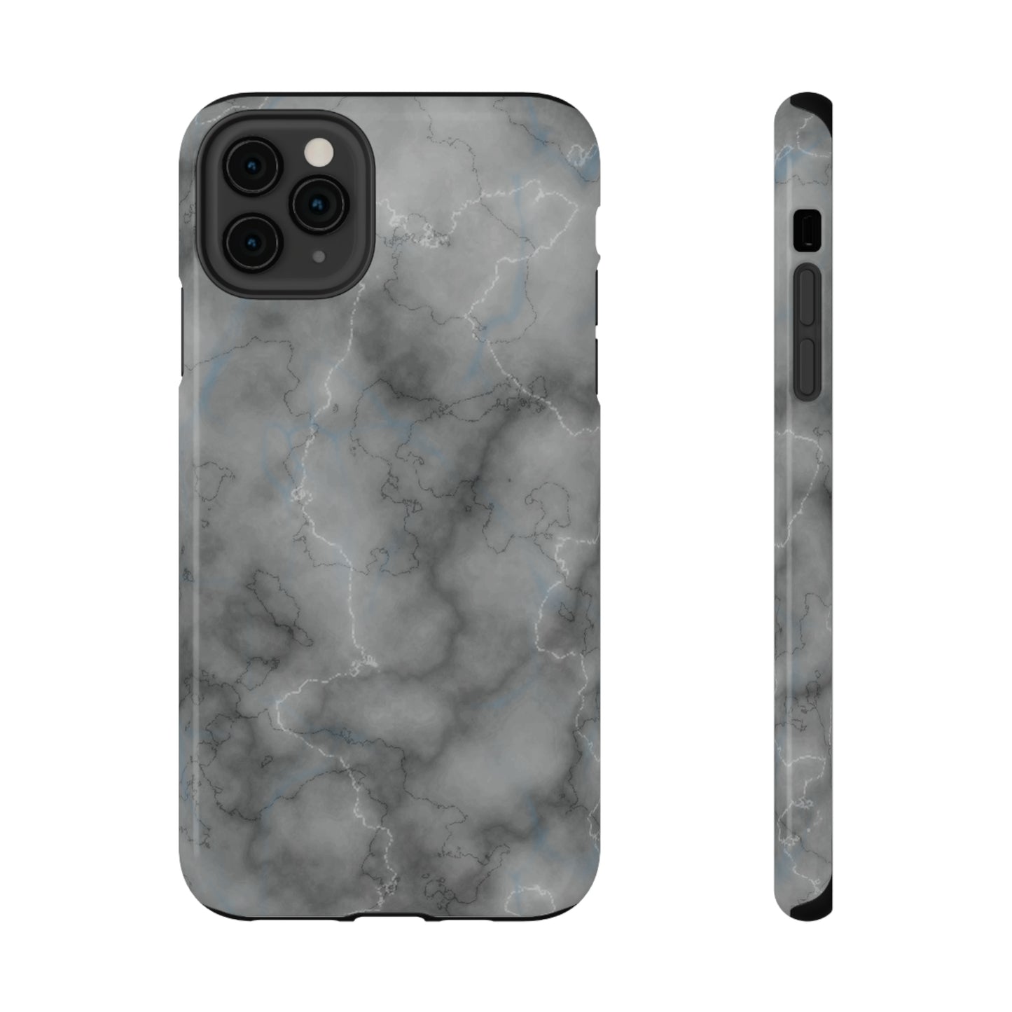 Gray Marble Glossy Impact Resistant Phone Case