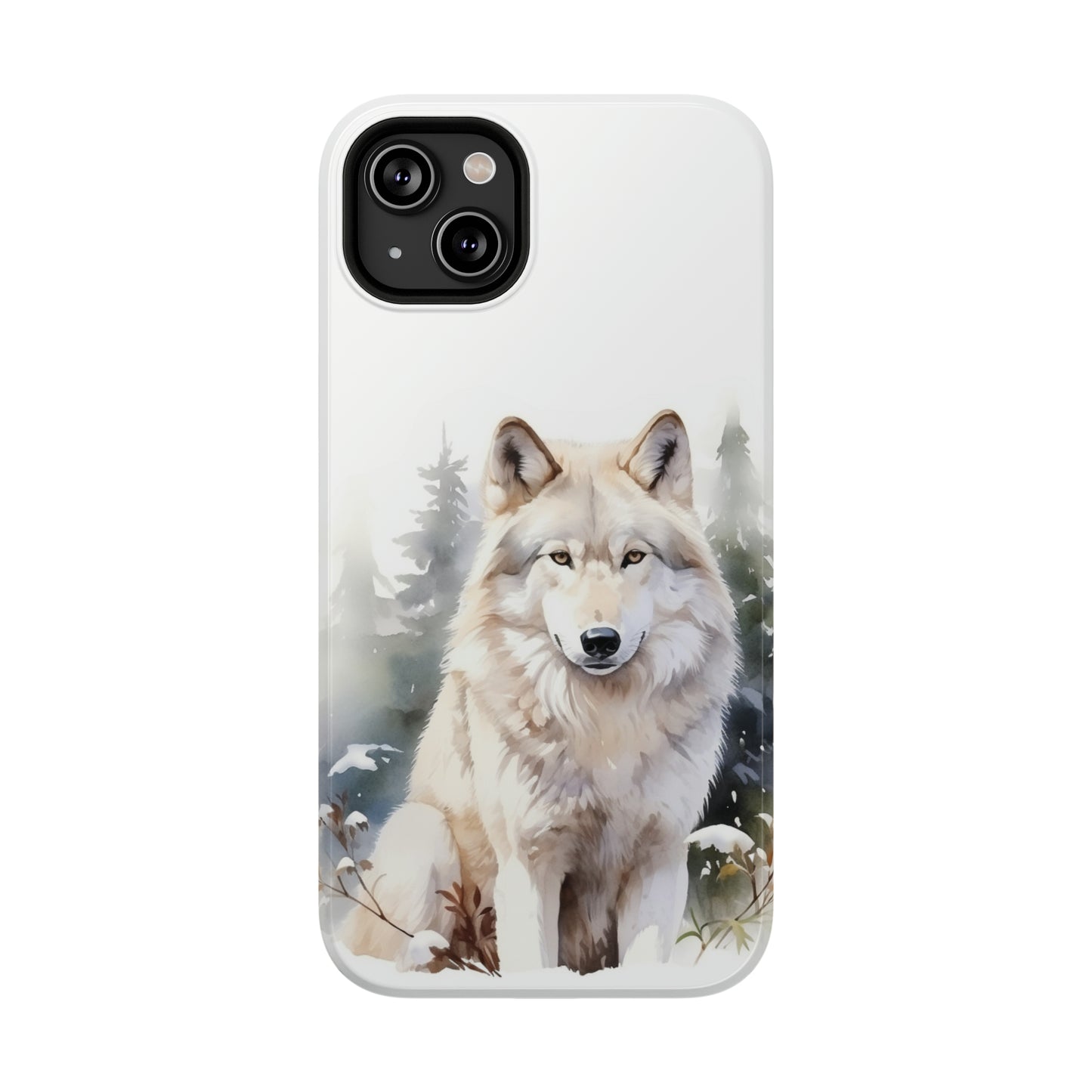 White Winter Wolf Impact Resistant Phone Case, Glossy Finish