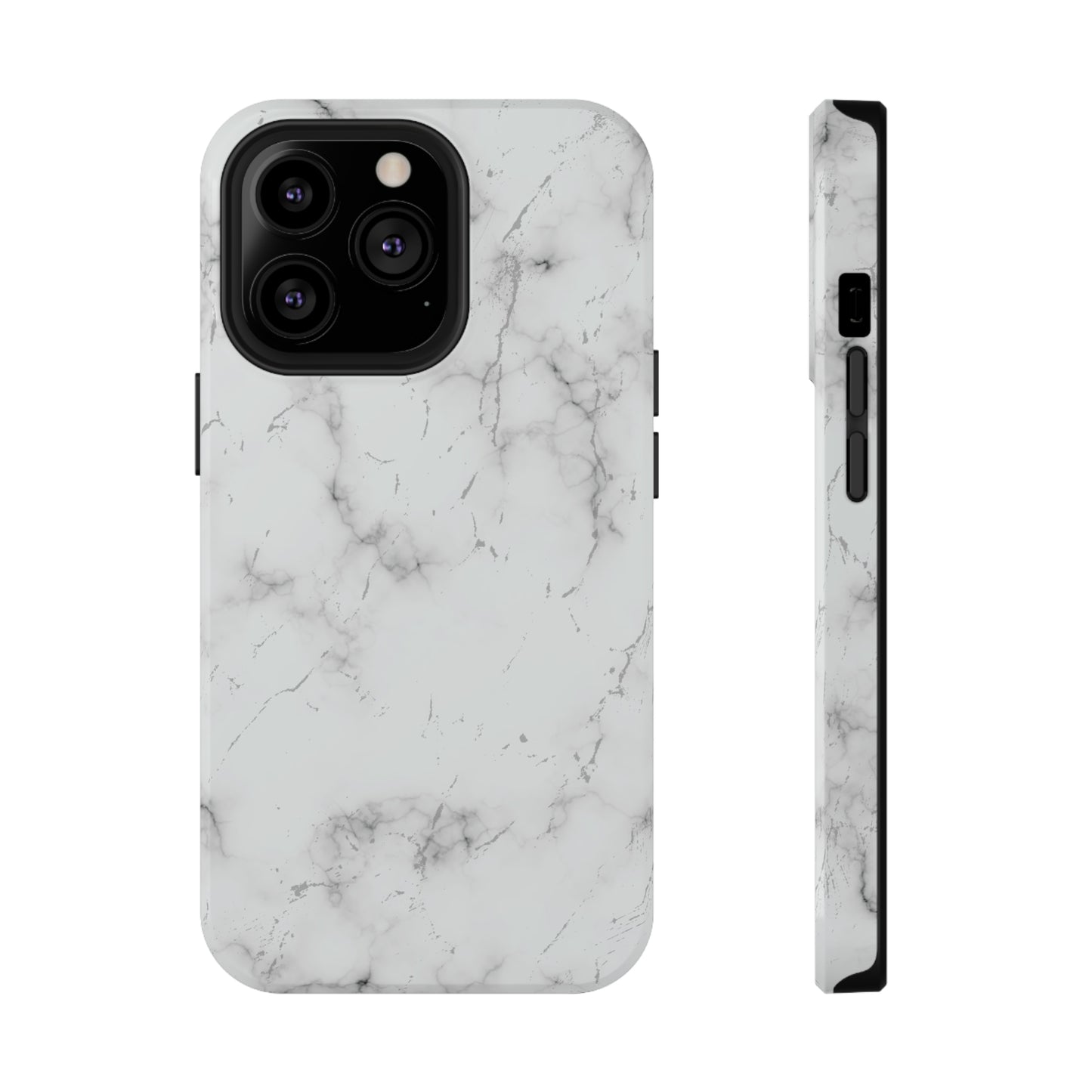 White and Black Glossy Impact Resistant Phone Case