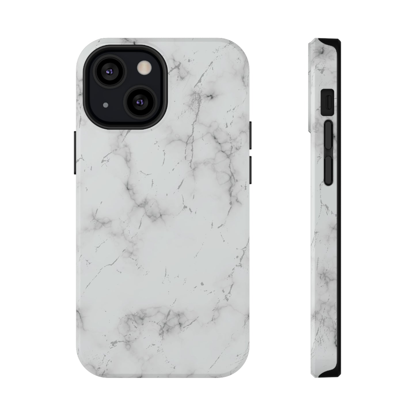 White and Black Glossy Impact Resistant Phone Case