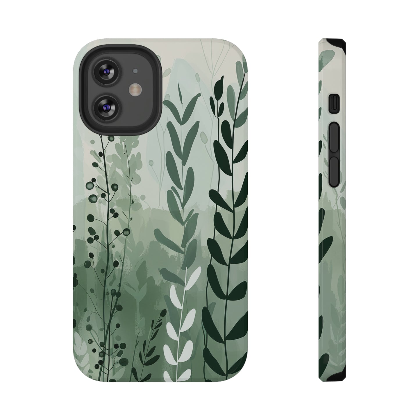 Sage Green Minimalist Floral Phone Case Glossy Finish