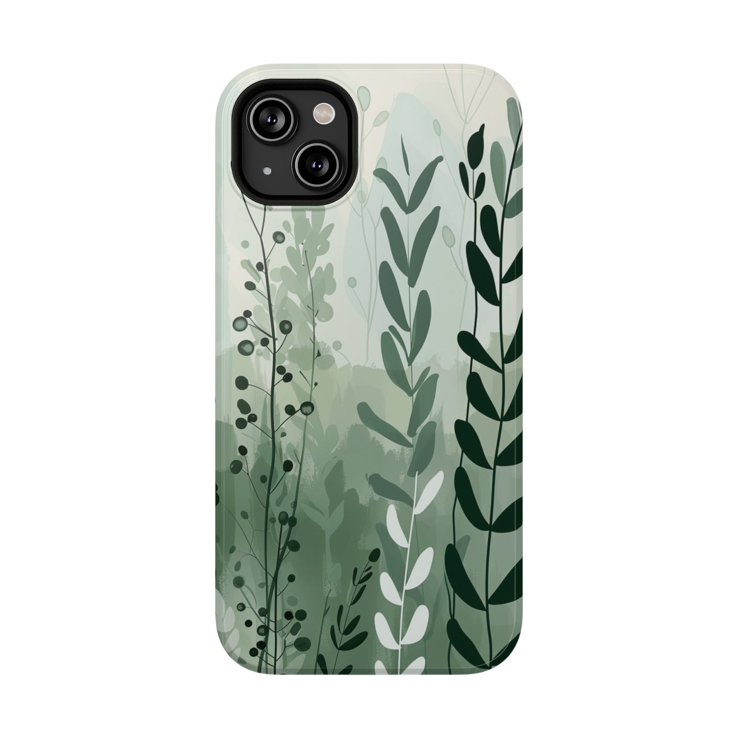 Sage Green Minimalist Floral Phone Case Glossy Finish