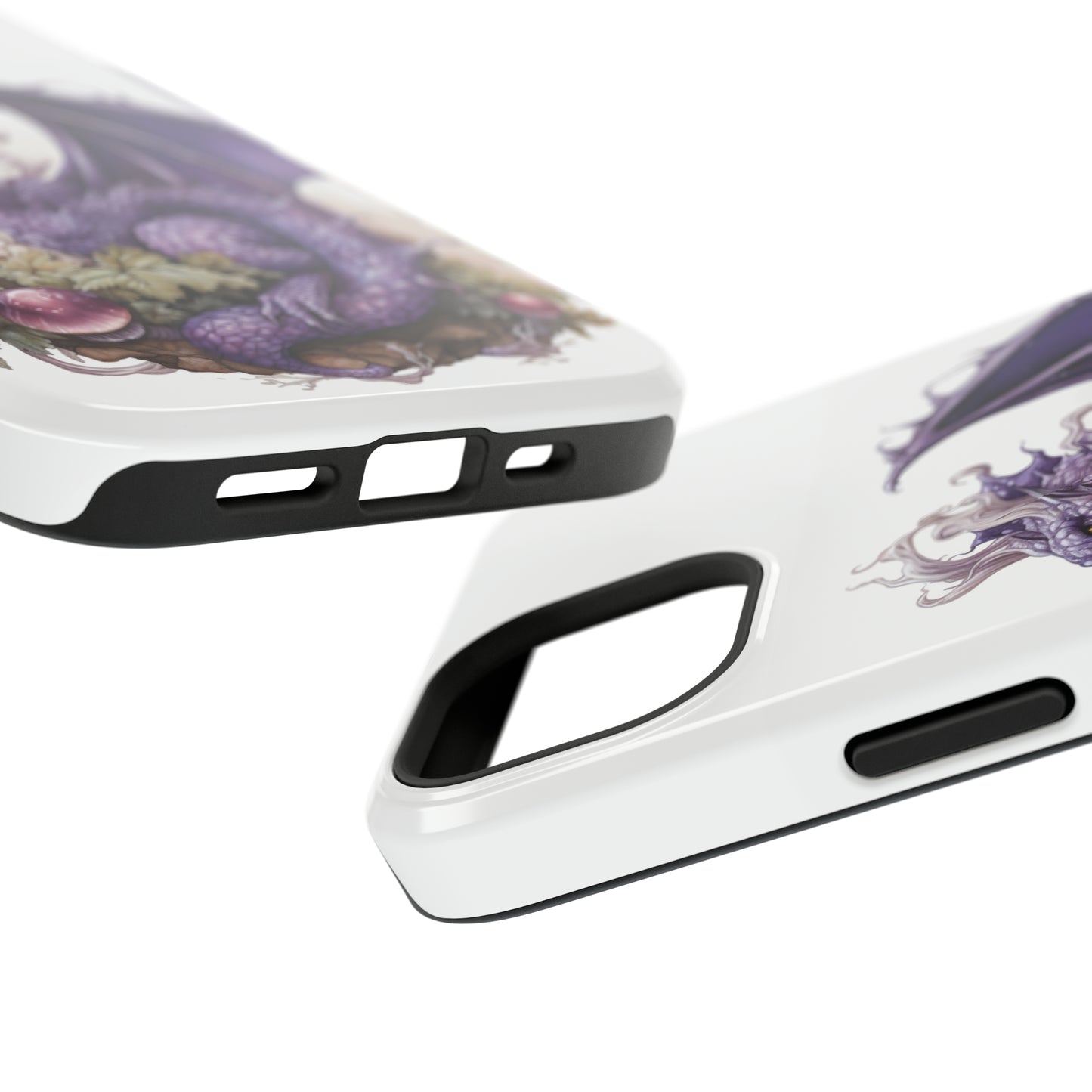 Purple Dragon and Mushrooms Glossy Impact Resistant Phone Case