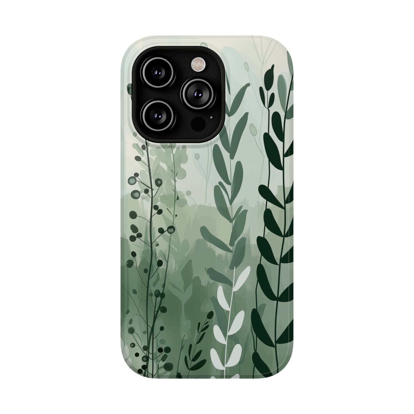 Sage Green Minimalist Floral Phone Case Glossy Finish