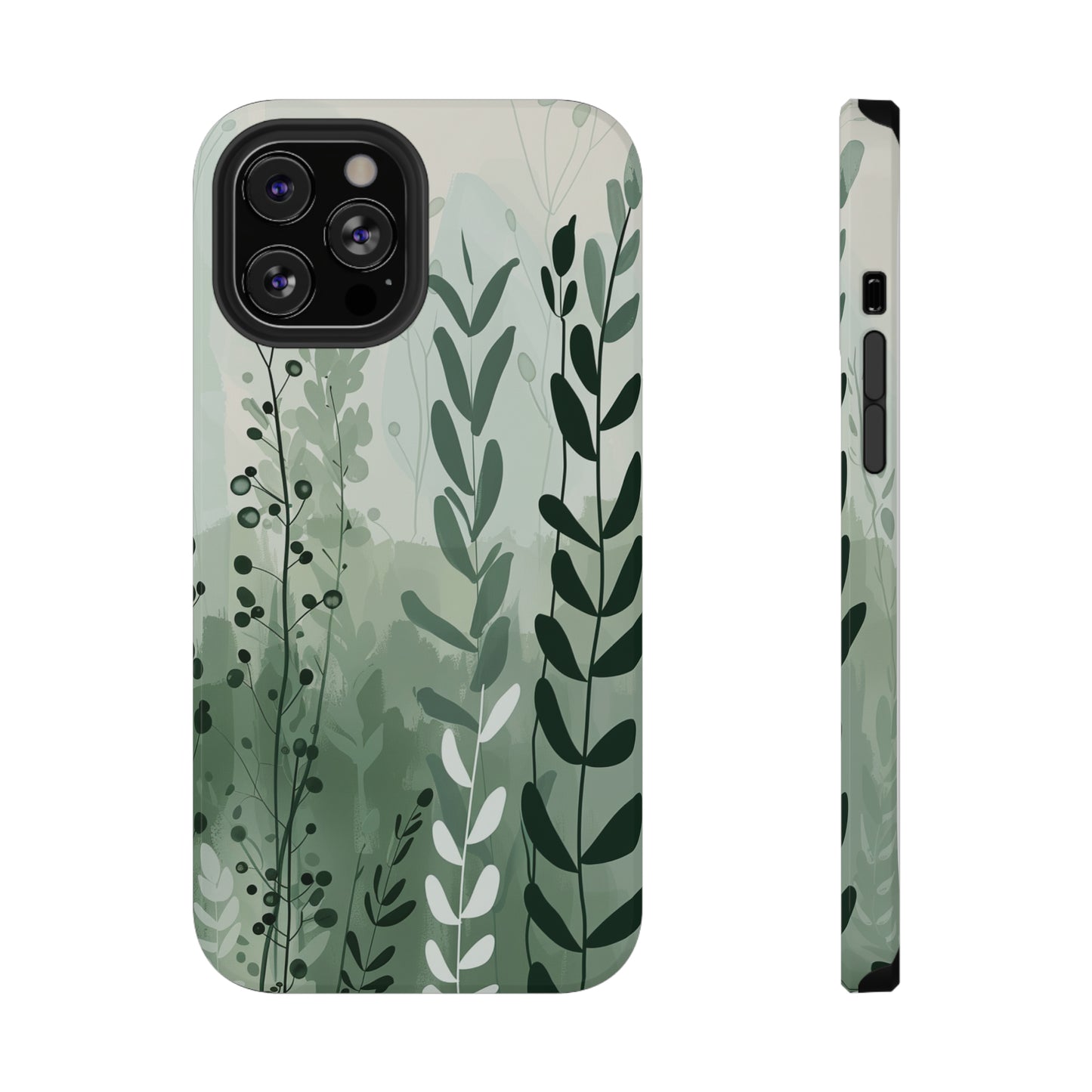 Sage Green Minimalist Floral Phone Case Glossy Finish