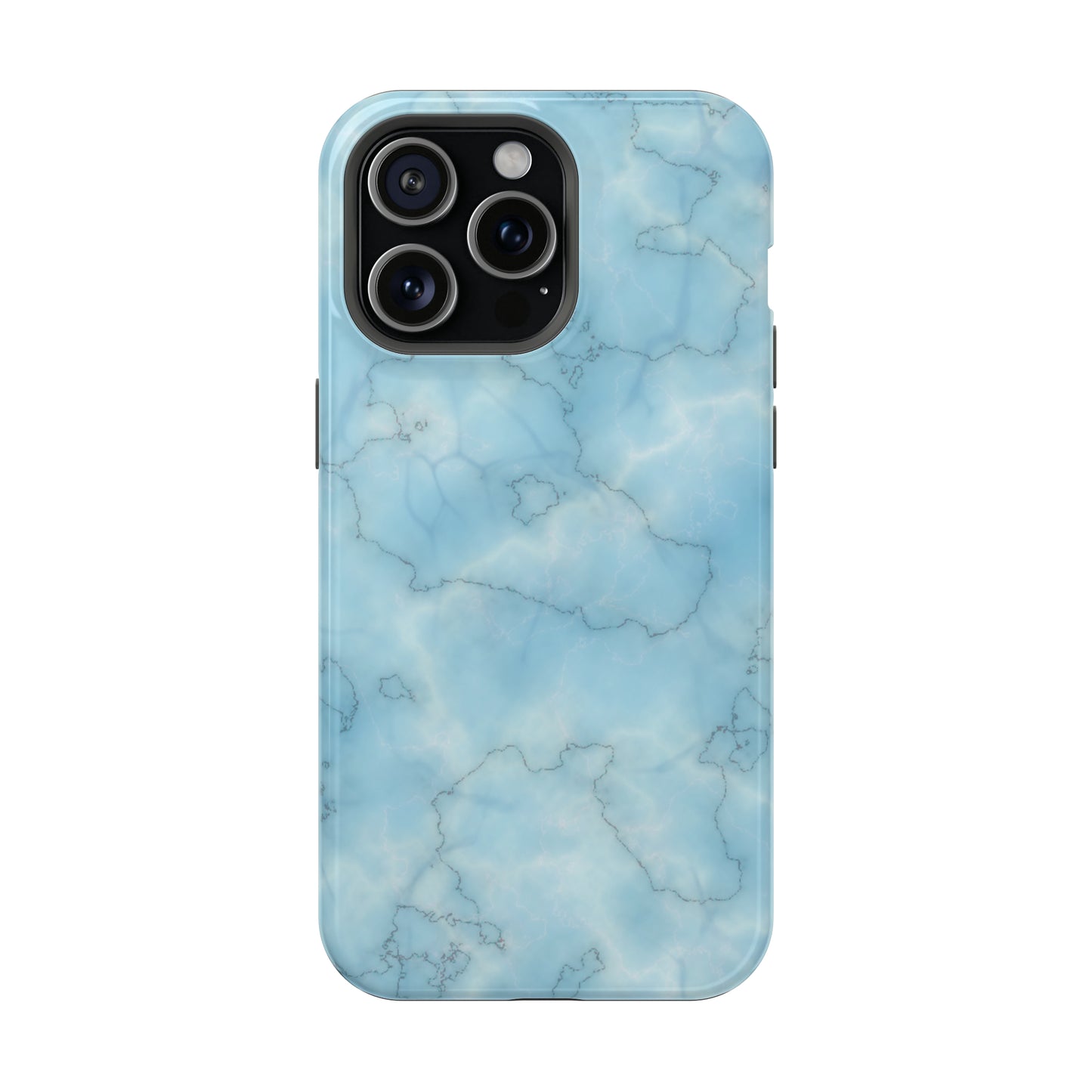 Light Blue Marble Glossy Impact Resistant Phone Case