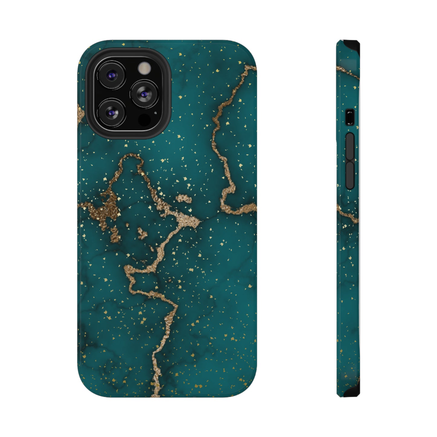 Teal & Gold Marble Phone Case Glossy Finish