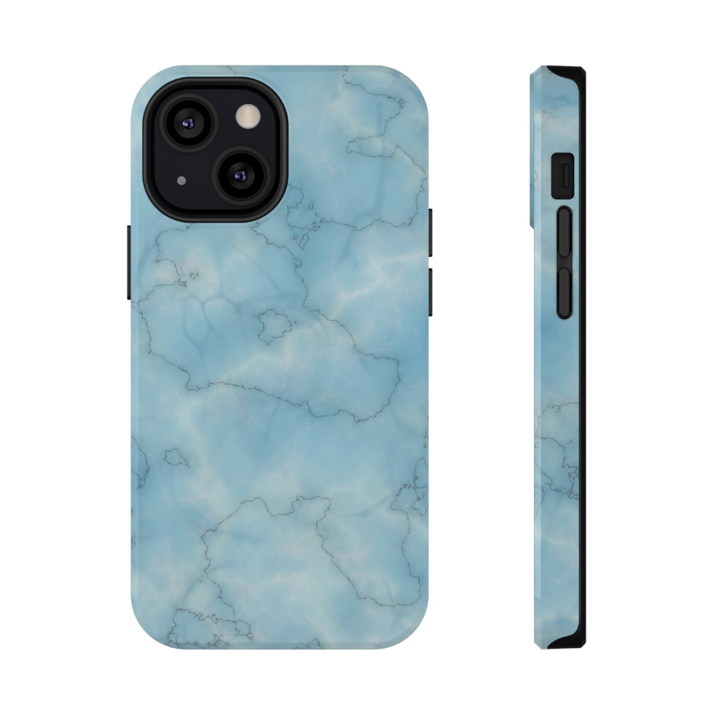 Light Blue Marble Glossy Impact Resistant Phone Case