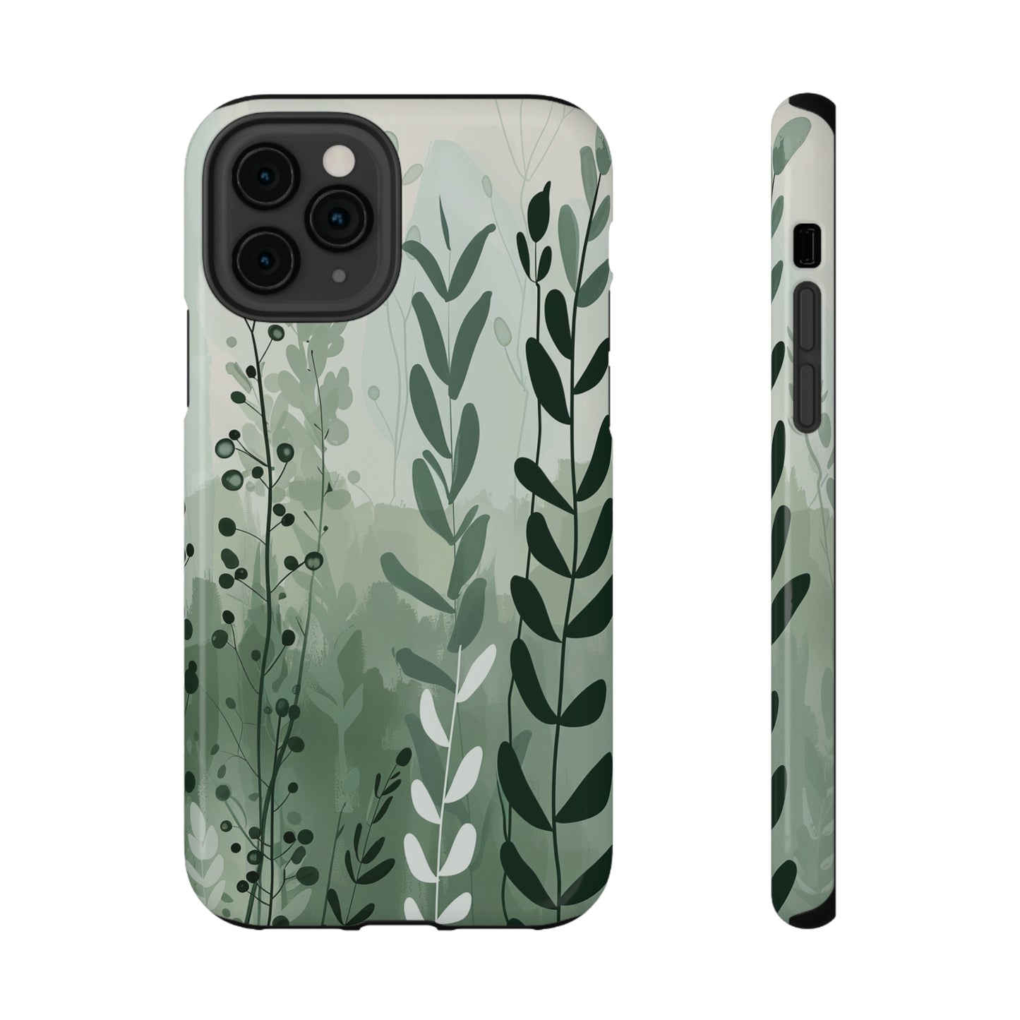 Sage Green Minimalist Floral Phone Case Glossy Finish