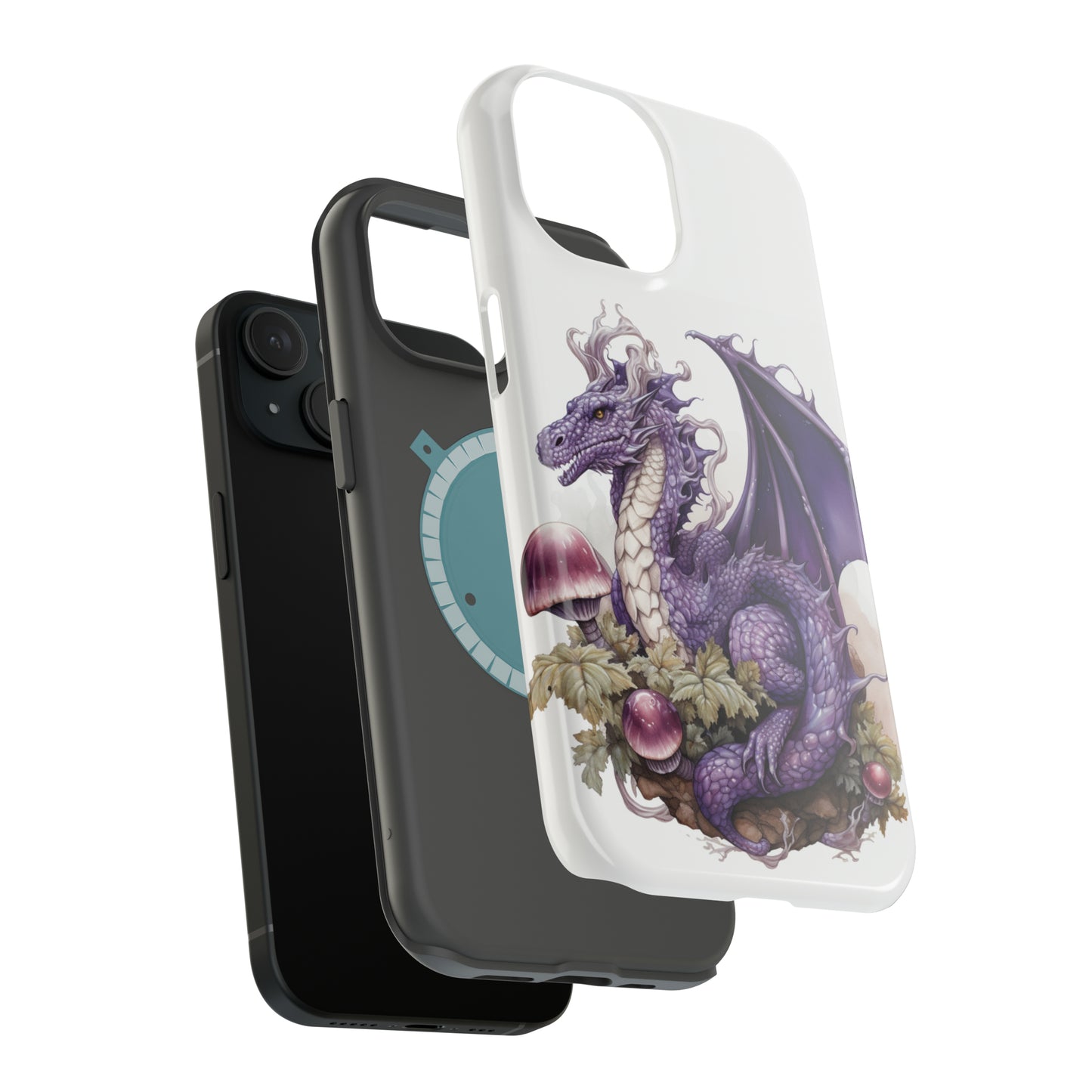 Purple Dragon and Mushrooms Glossy Impact Resistant Phone Case