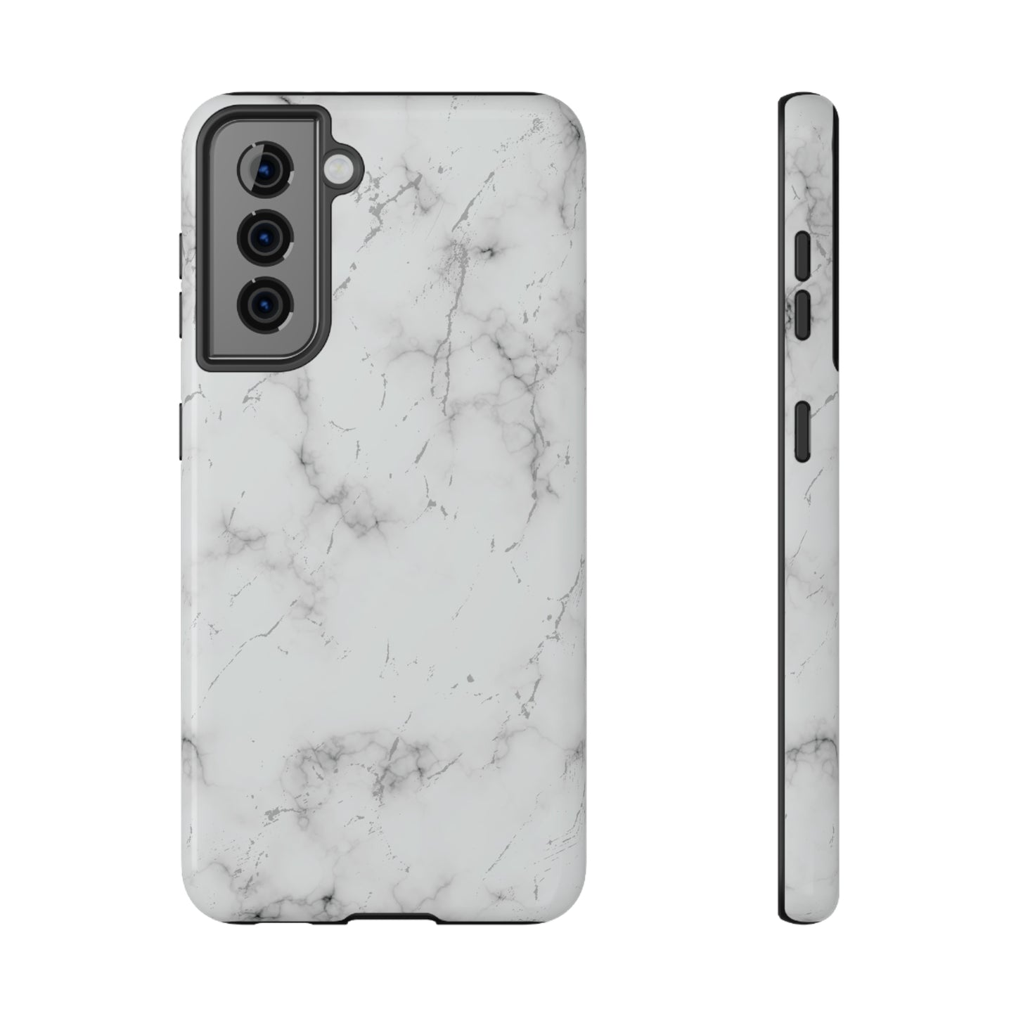 White and Black Glossy Impact Resistant Phone Case