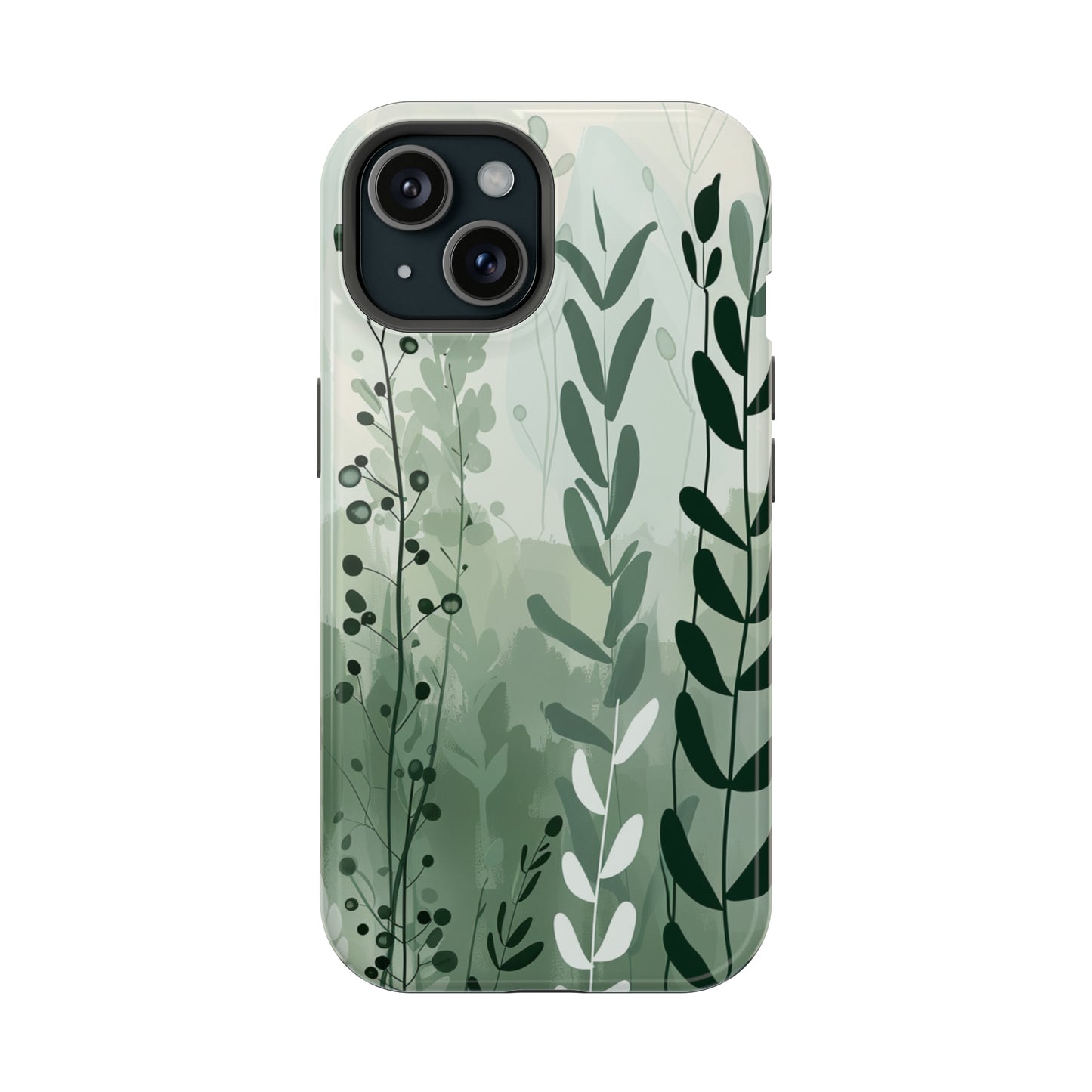 Sage Green Minimalist Floral Phone Case Glossy Finish