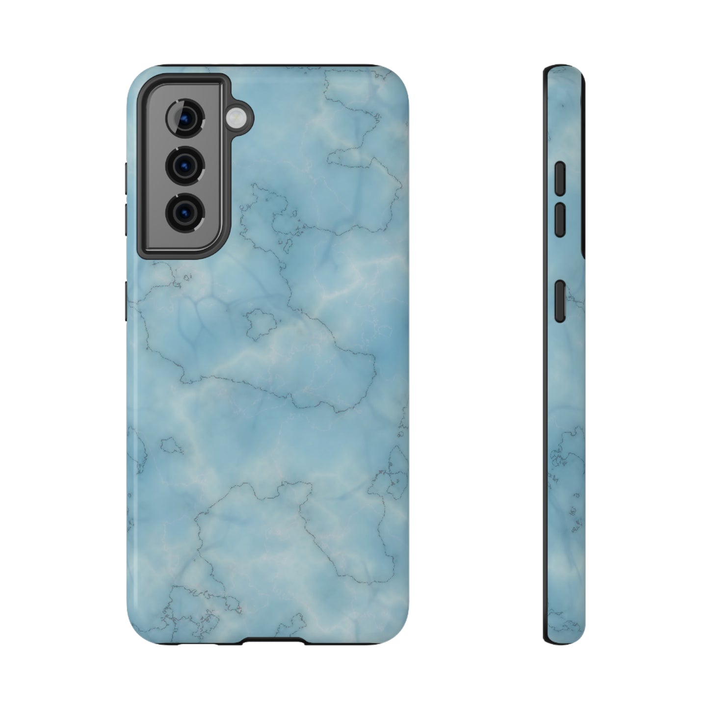 Light Blue Marble Glossy Impact Resistant Phone Case