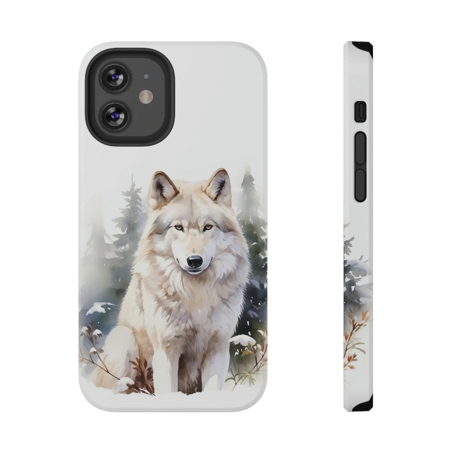 White Winter Wolf Impact Resistant Phone Case, Glossy Finish