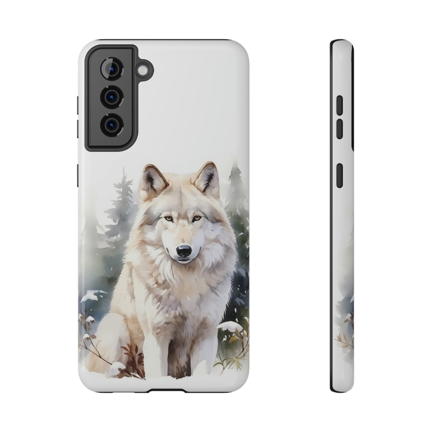 White Winter Wolf Impact Resistant Phone Case, Glossy Finish